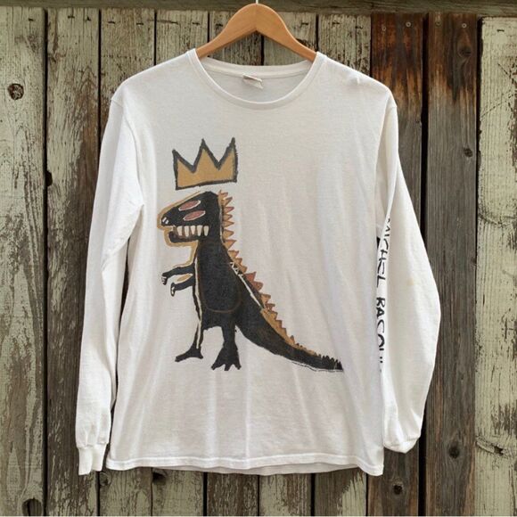 Basquiat Dinosaur Dino Art Crewneck Sweatshirt Artist Retro Y2K - Picture 1 of 3